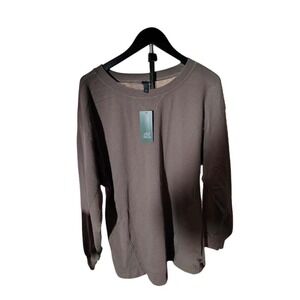 Wild Fable Women Brown Waffle Knit Long Sleeve Crewneck Top Size L Dark Taupe